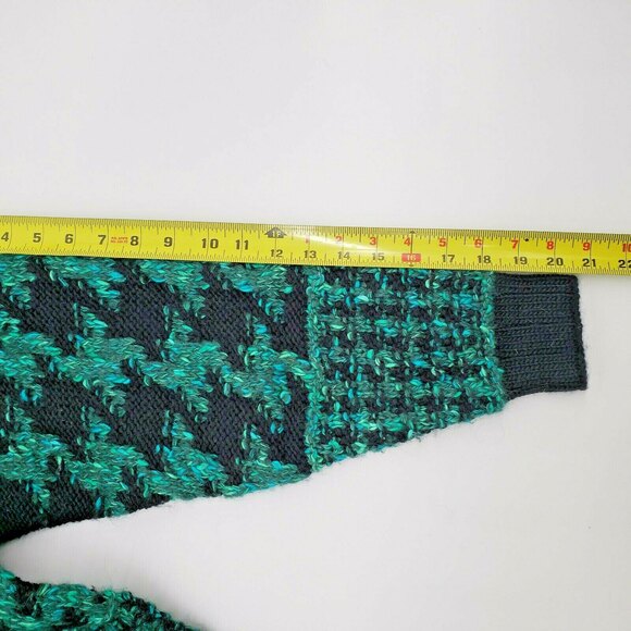 Vtg Liz Claiborne Collection Hand Knit Wool Blend Sweater Green Black Sz Small - Picture 8 of 10